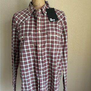 NWT The Kooples Red White and Black Plaid Button-Up Blouse